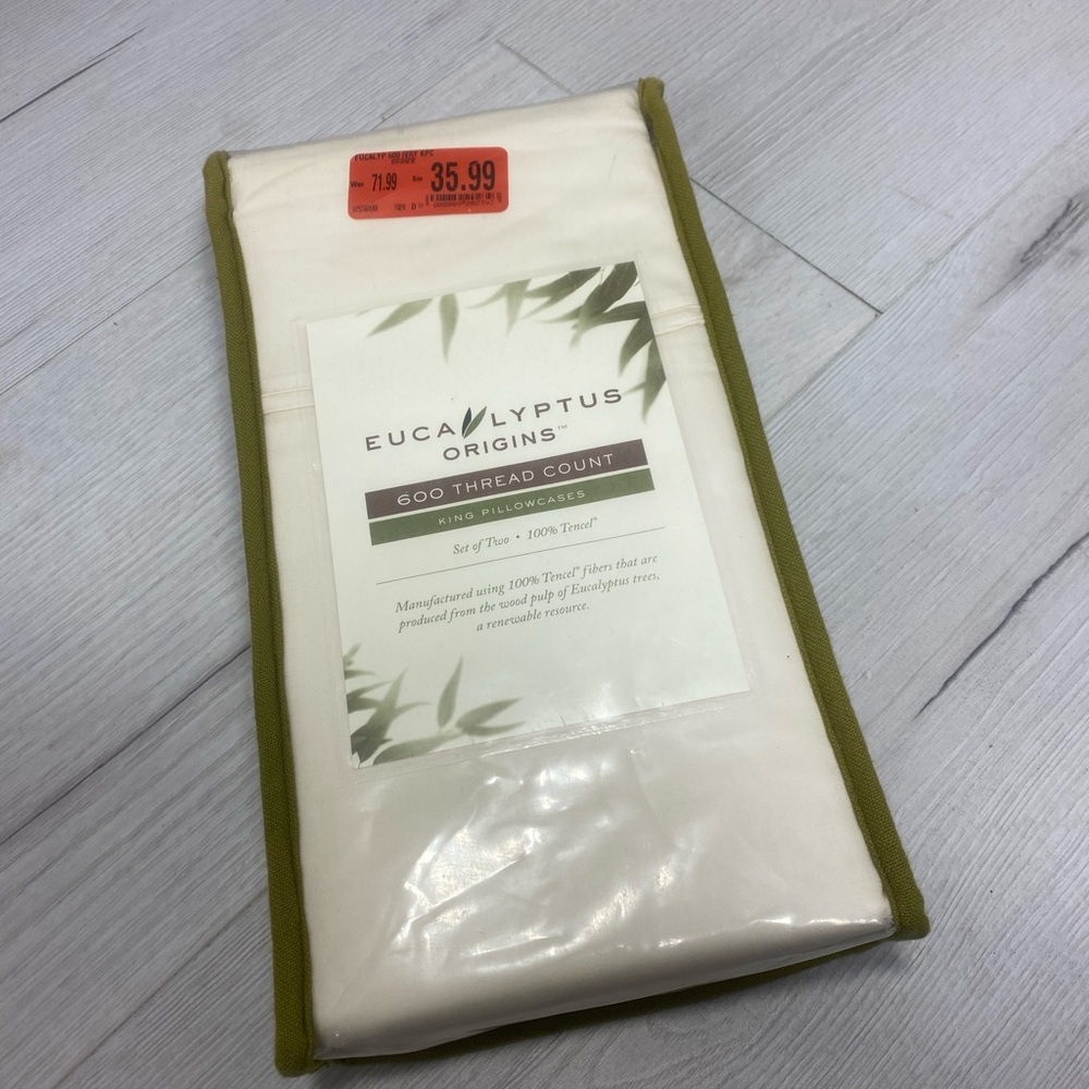 600-Thread Count Ivory Pillowcase - King Set